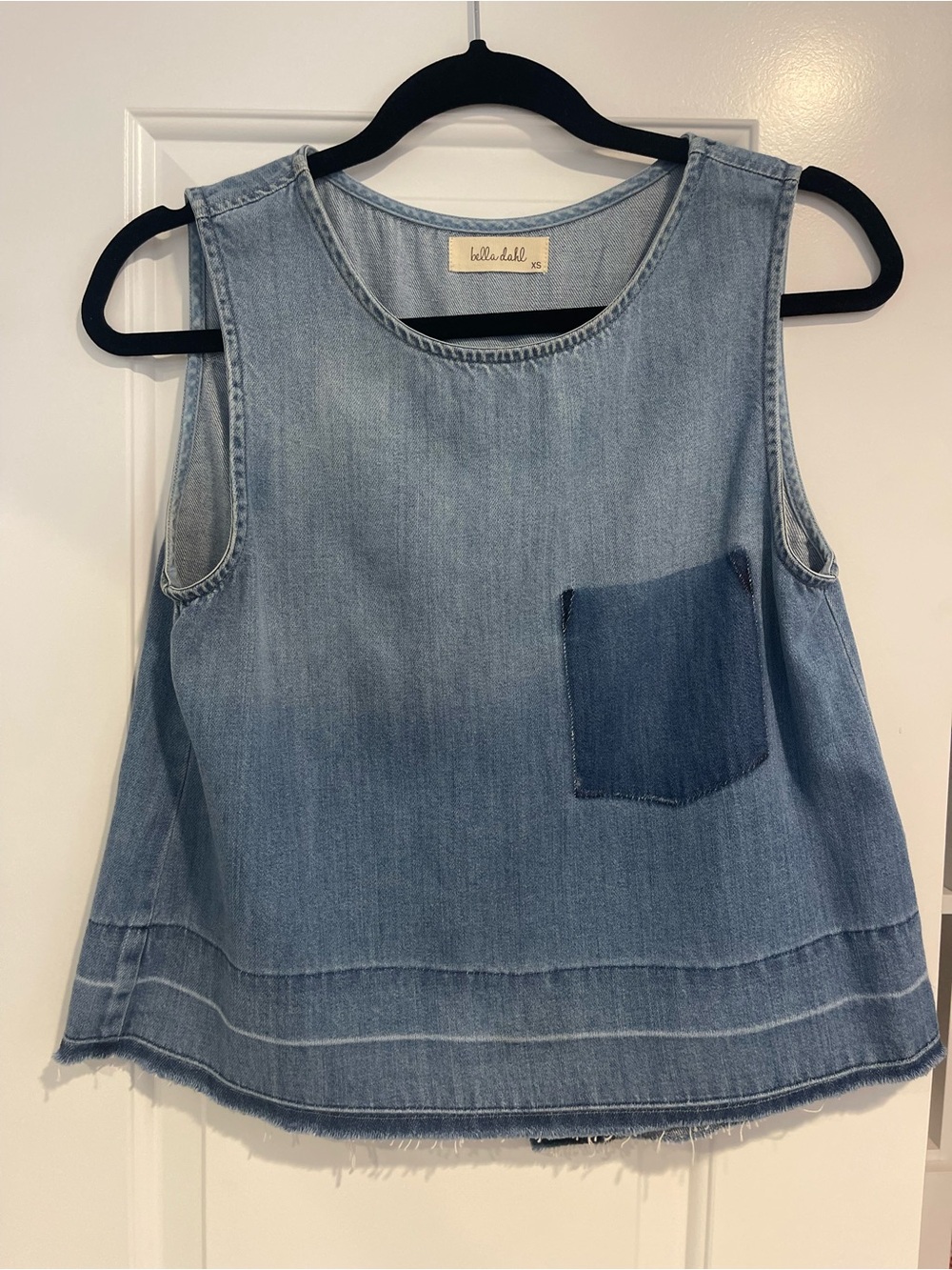 Bella Dahl Light Blue Denim Sleeveless Pocket Tank